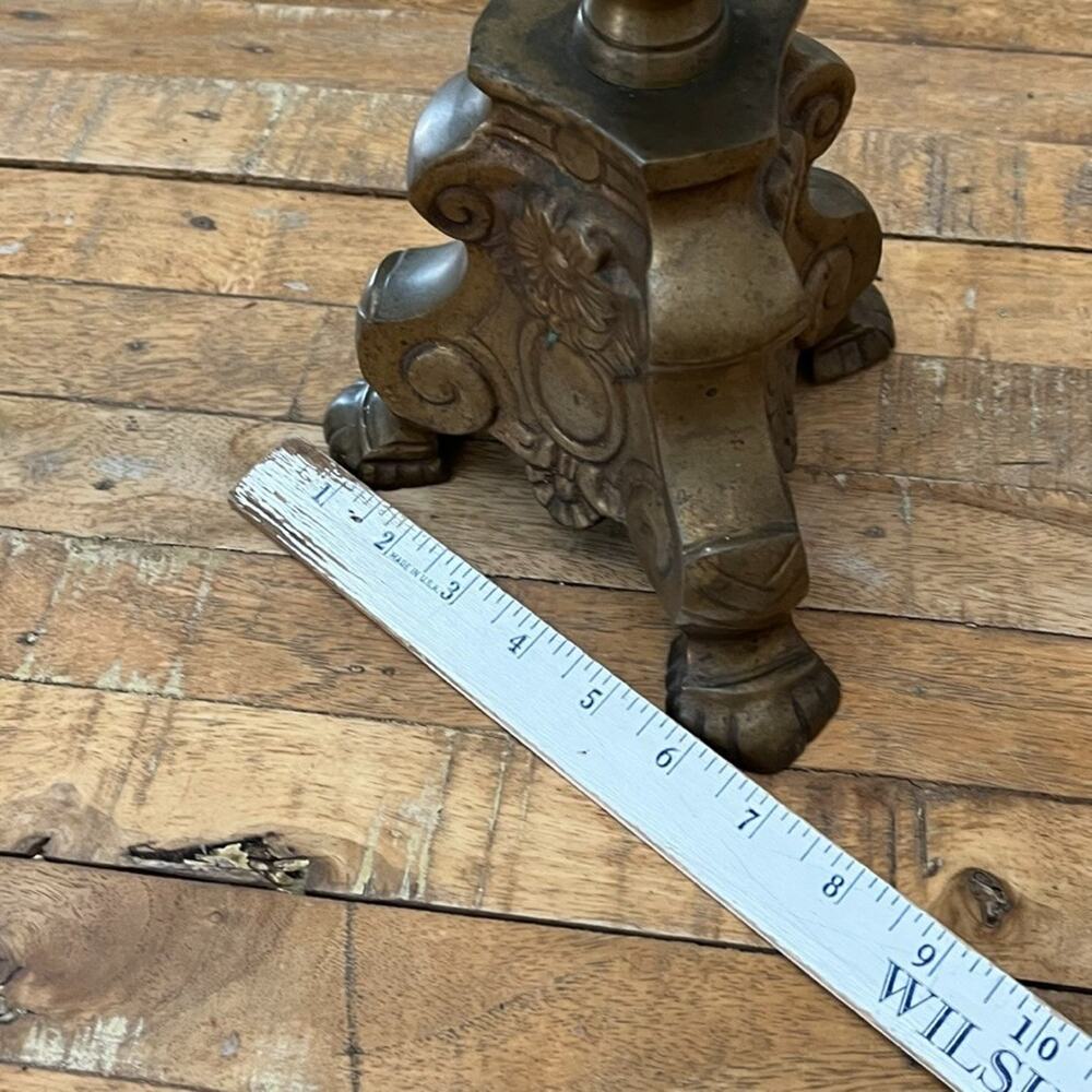 Antique Brass Ornate Candle Holder 23" Tall Baroque Style - Picture 6 of 12
